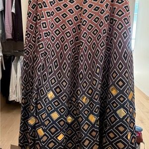 Anthropologie Black and Gold Diamond Pattern Skirt